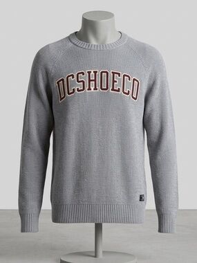 Vintage DC Shoes Co. Gray Ribbed Knit Sweater Men's XL (Slim Fit) Y2K Streetwear
